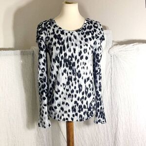 Loft Animal Print Puff Sleeve Top Size M
